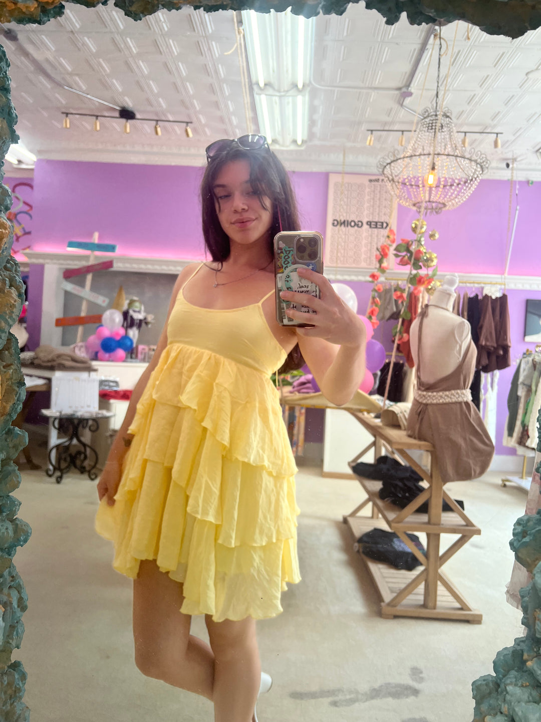 Pastel Yellow Crinkle Mini Dress