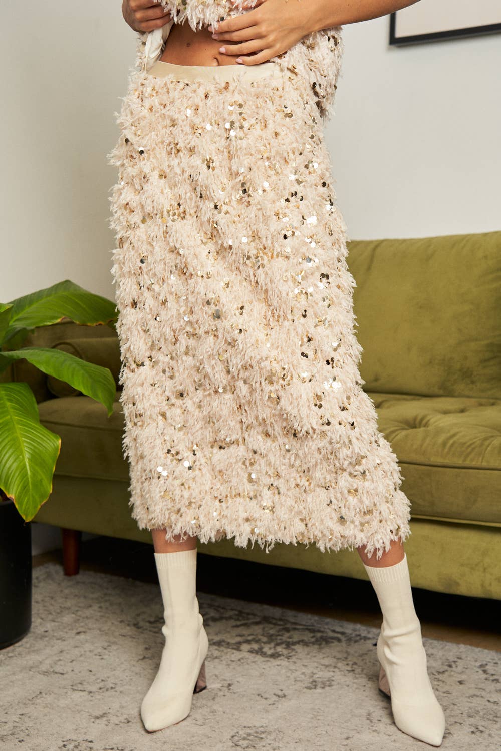 Cream Shimmer Skirt