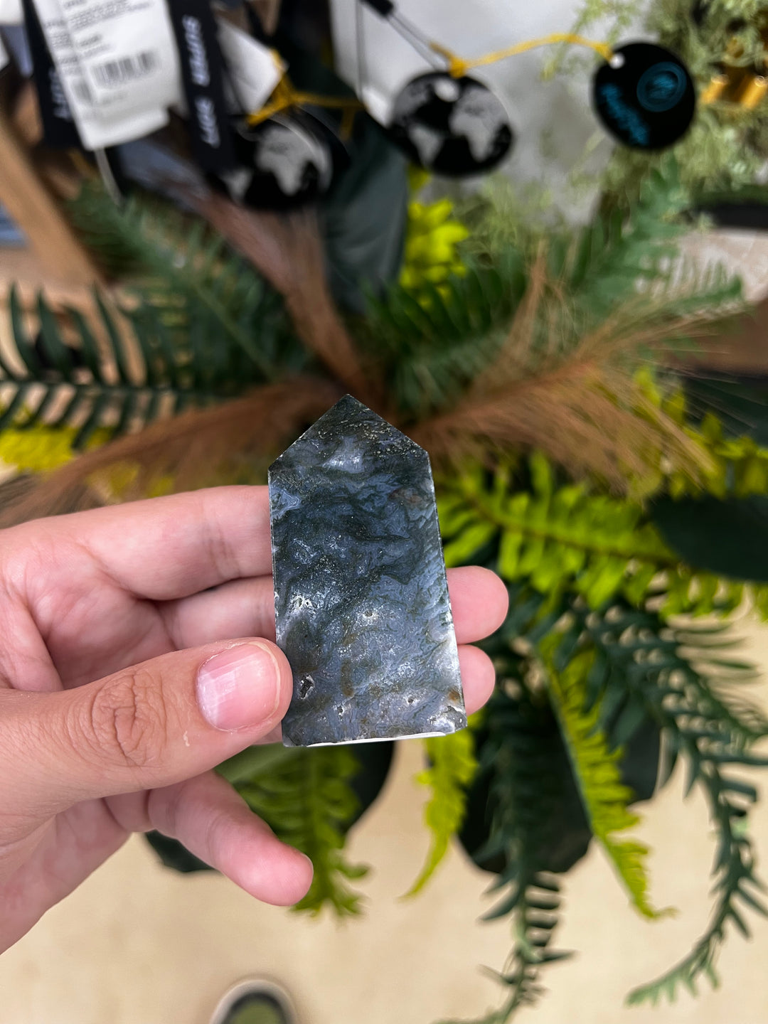 Moss Agate Obelisk