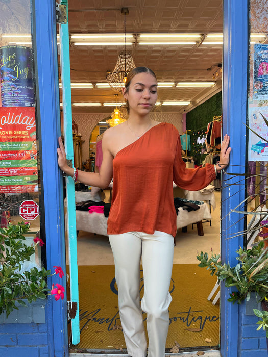 Burnt Orange One Shoulder Blouse