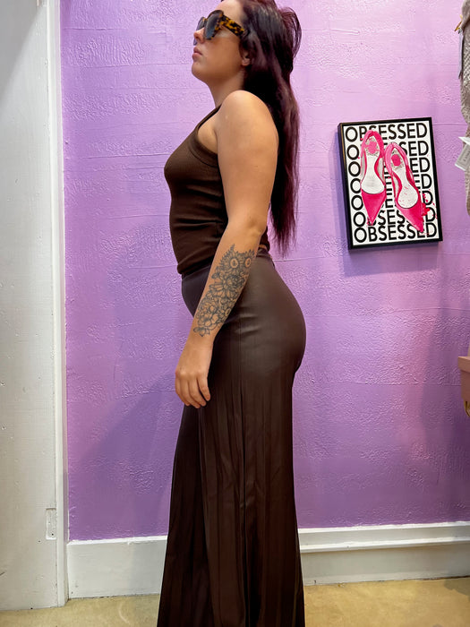 Pleather Wide Leg Pants
