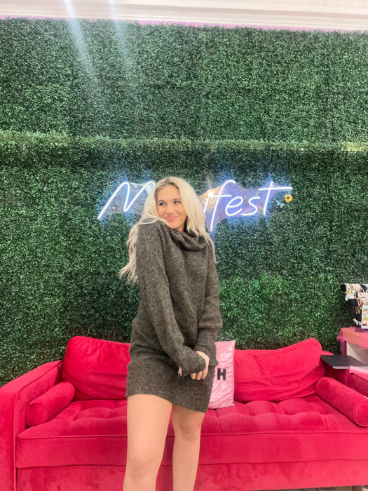 Ribbed Turtle Neck Dress