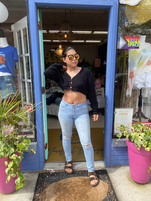 Blk Cropped Cardigan