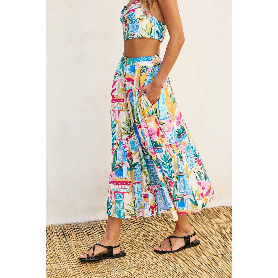 Long Summer Front Button Midi Skirt