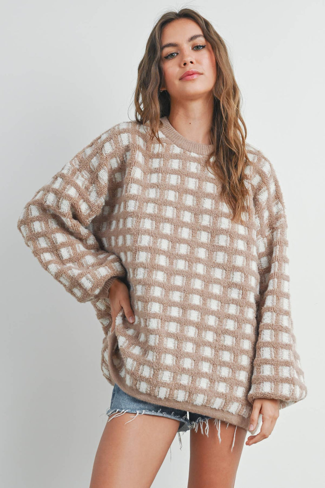 Fall Checkered Oversized Halloween Sweater