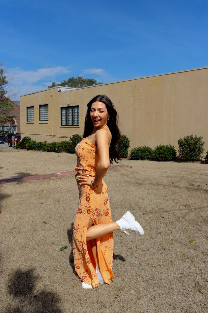 Orange Flower Sequin Skirt