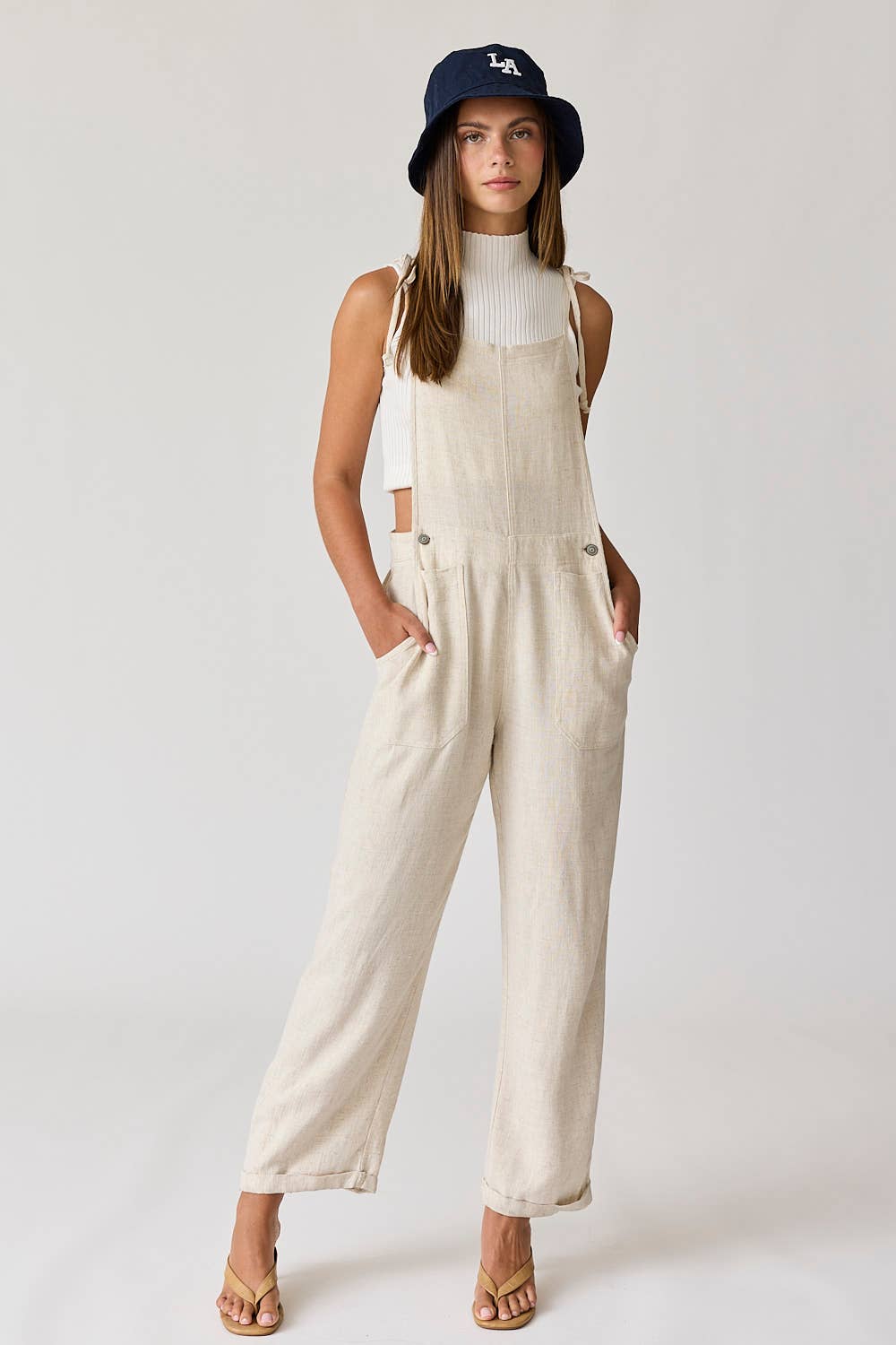 Penny Self Tie Strap Overall Jumpsuit