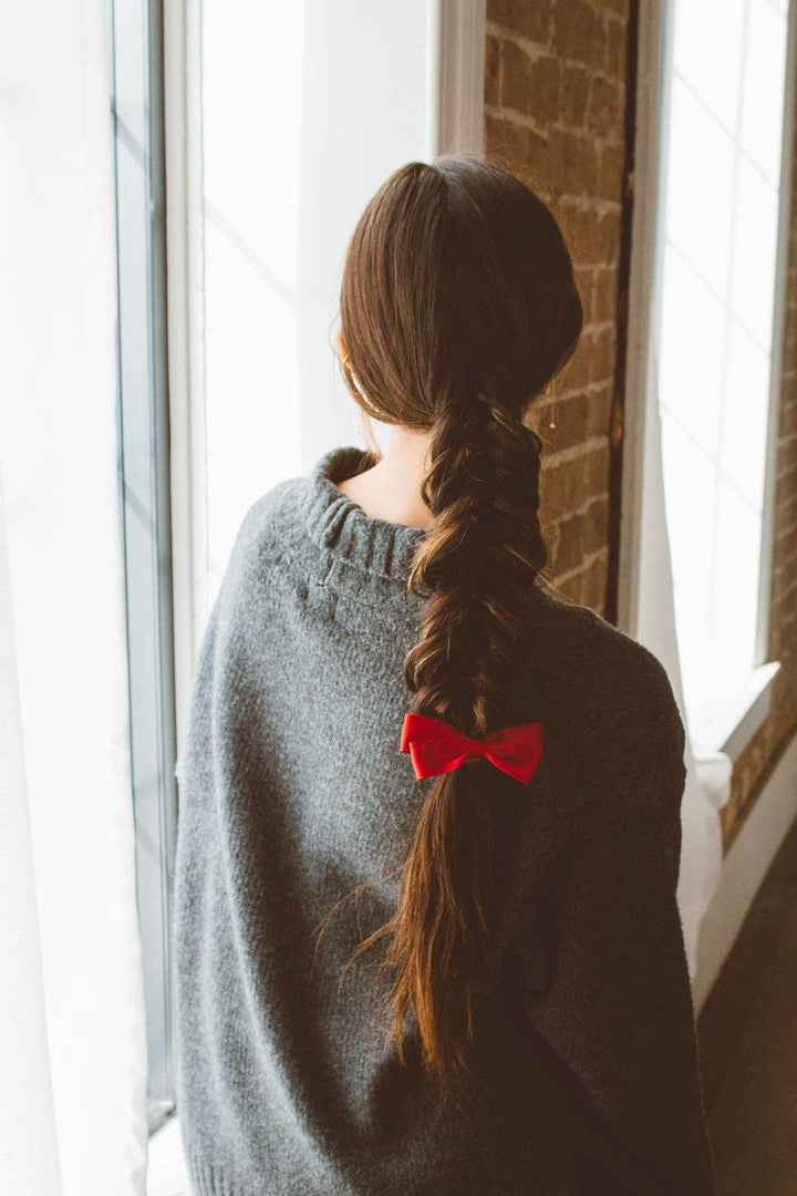 Double Bow Silk Scrunchie: Red