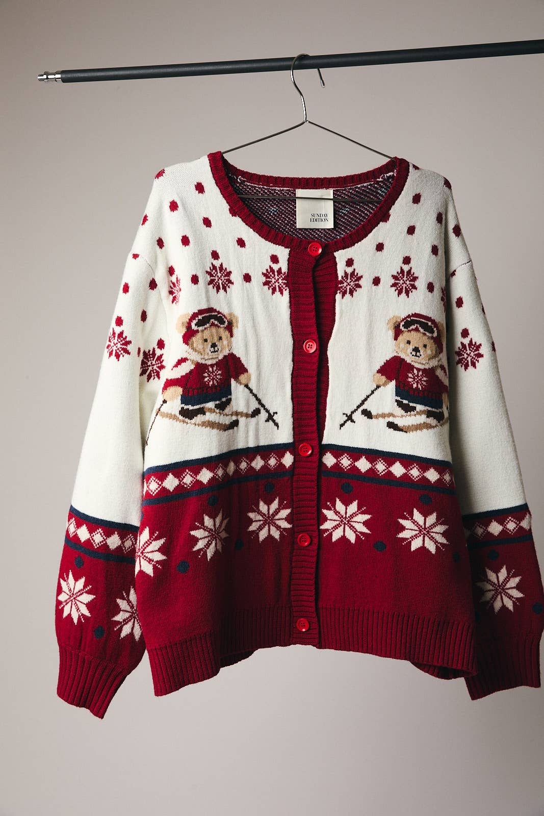 BUTTON UP "SKI BEAR" SWEATER CARDIGAN