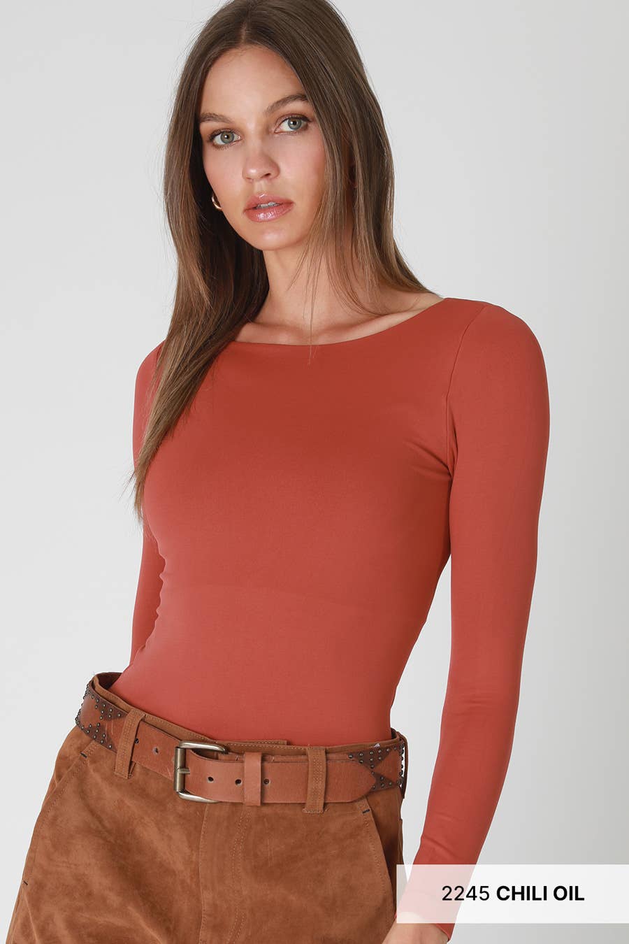 RED Clean Line Boat Neck Top