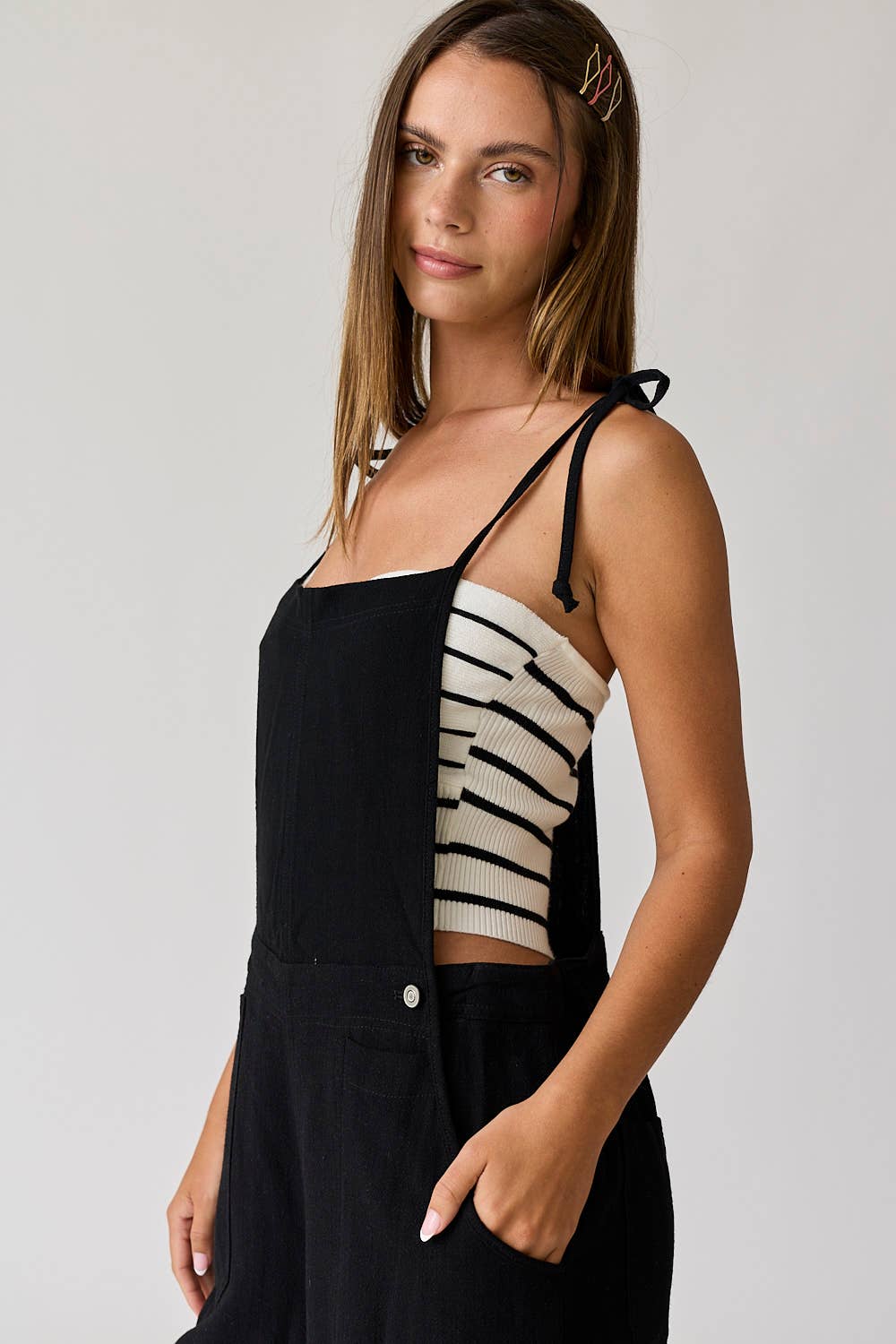 Penny Self Tie Strap Overall Jumpsuit