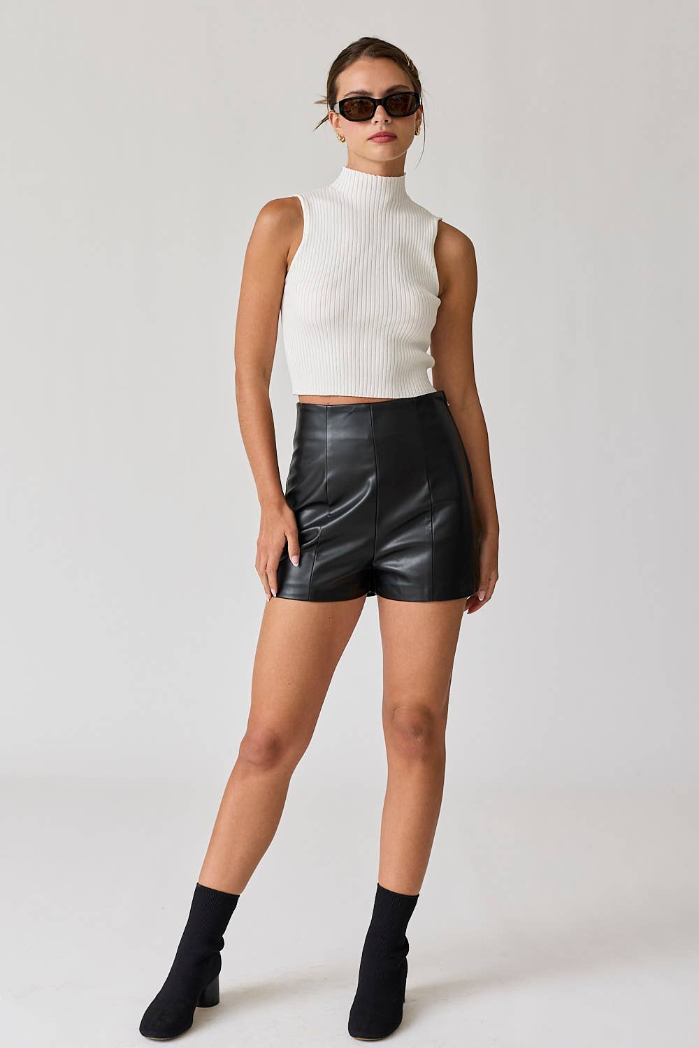 Willow Crop Mock Neck Rib Top