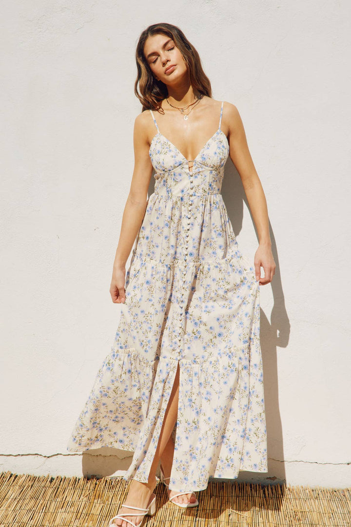 Loving Fate Bustier Tiered Maxi Dress