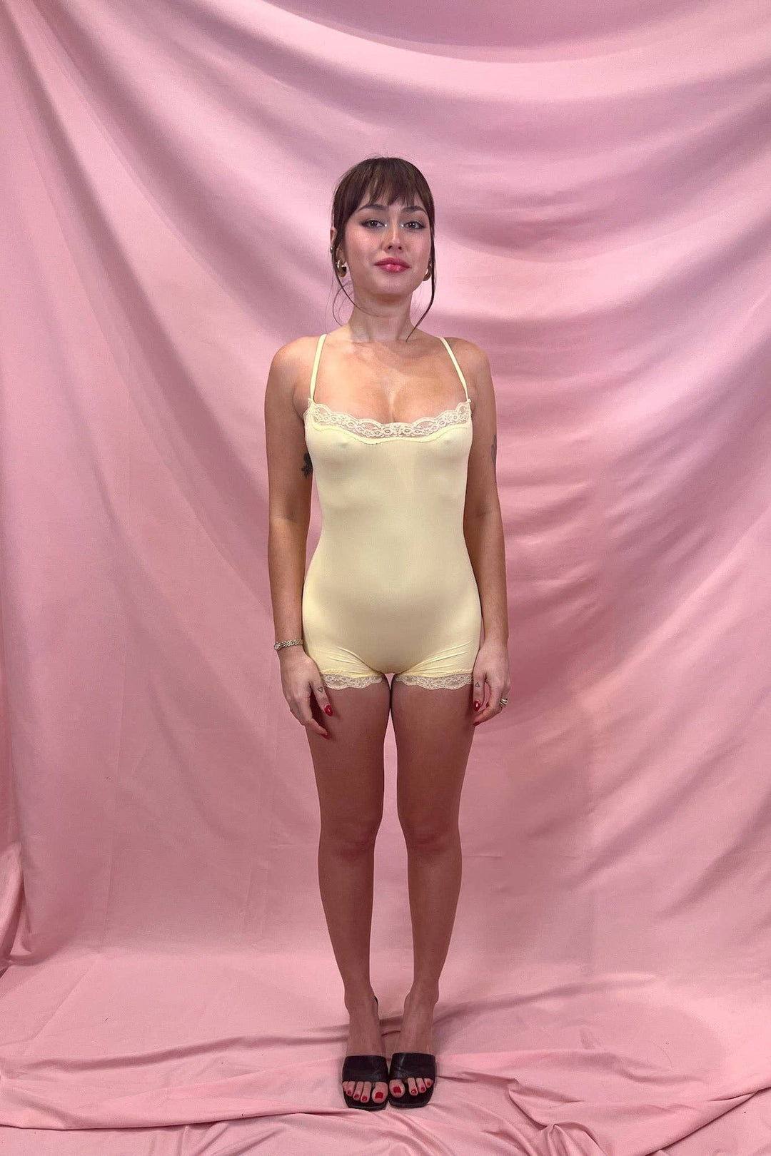 Butter Me Up Lace Onesie: Black
