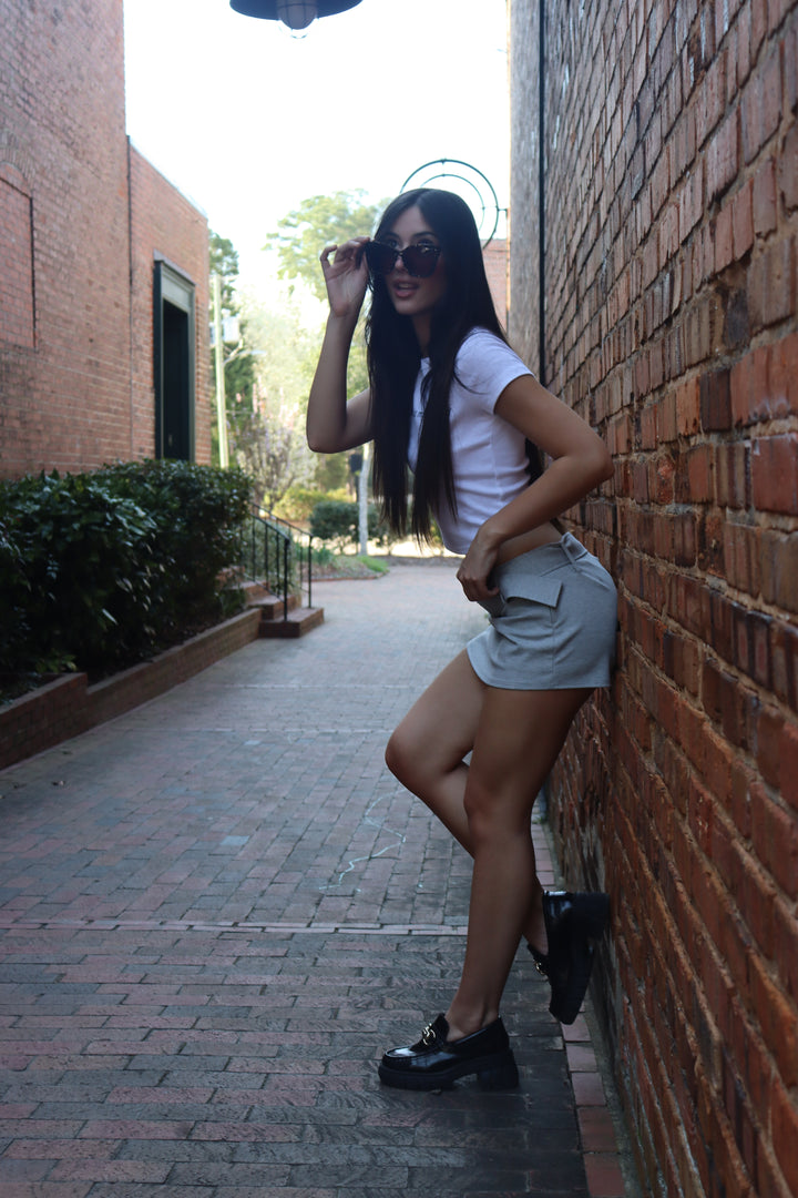 Belted Grey Skirt