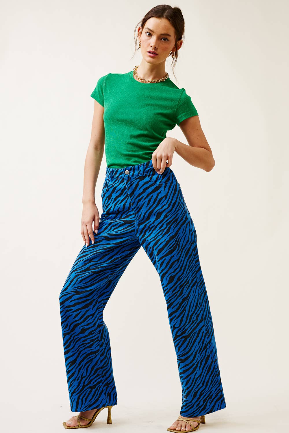 HIGH-RISE ZEBRA PRINT STRAIGHT