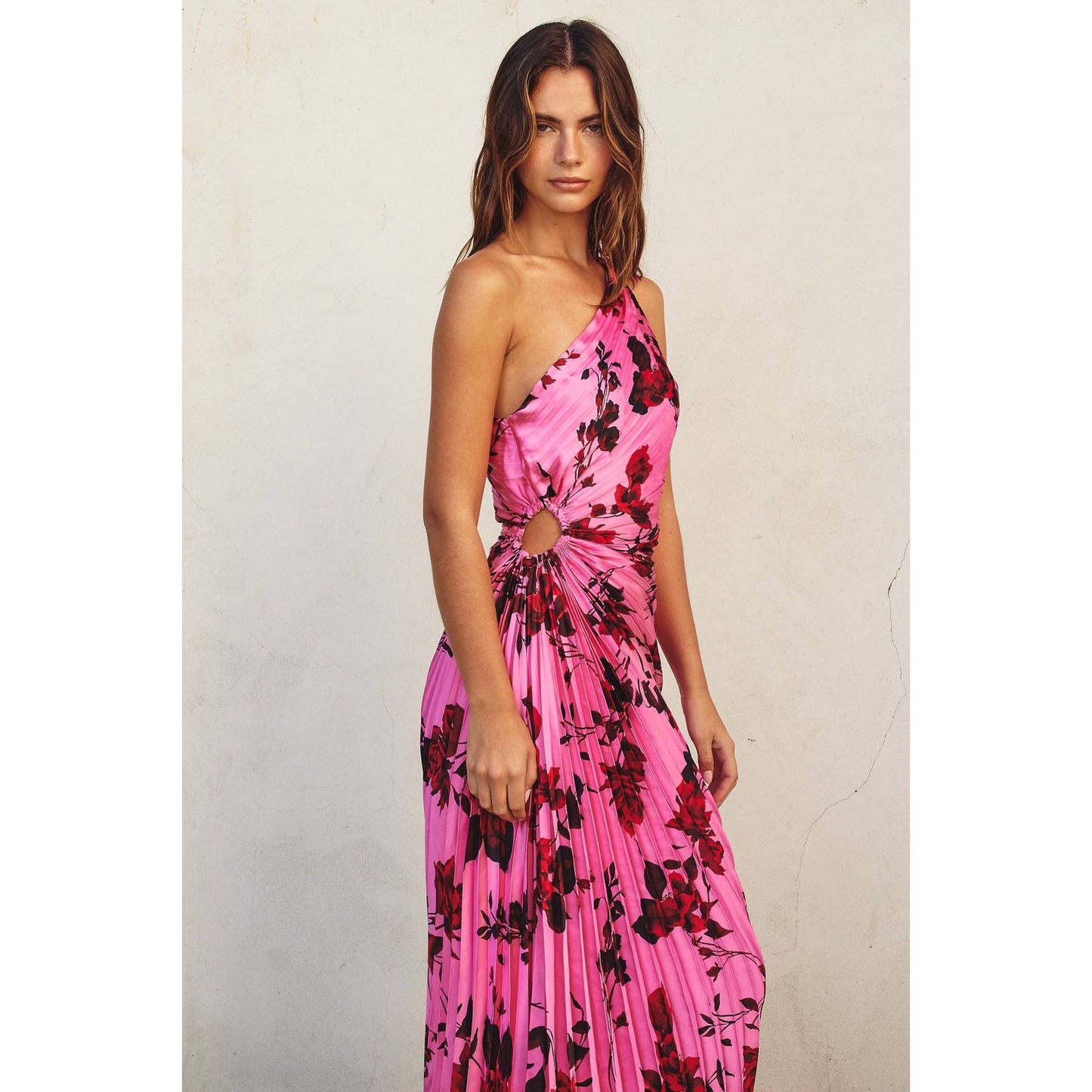 Potential Heartache Asymmetrical Pleated Maxi Dress