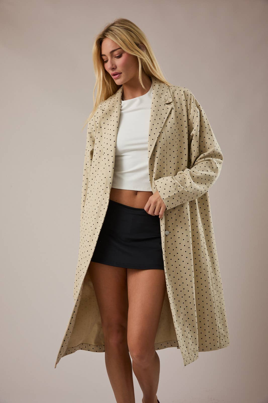 POLKA DOT DENIM COAT