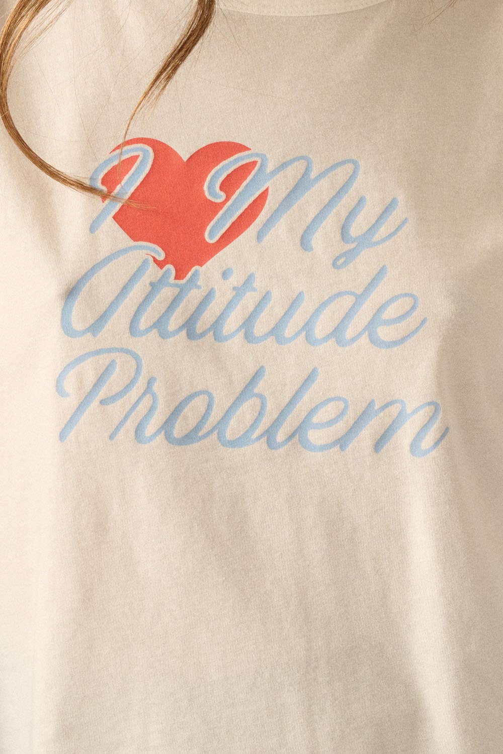 Promesa USA - I Love My Attitude Problem Round-Neck Graphic Tee: Ivory