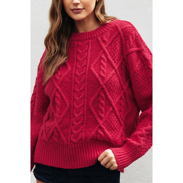 Chunky Cable Knit Sweater: MULBERRY