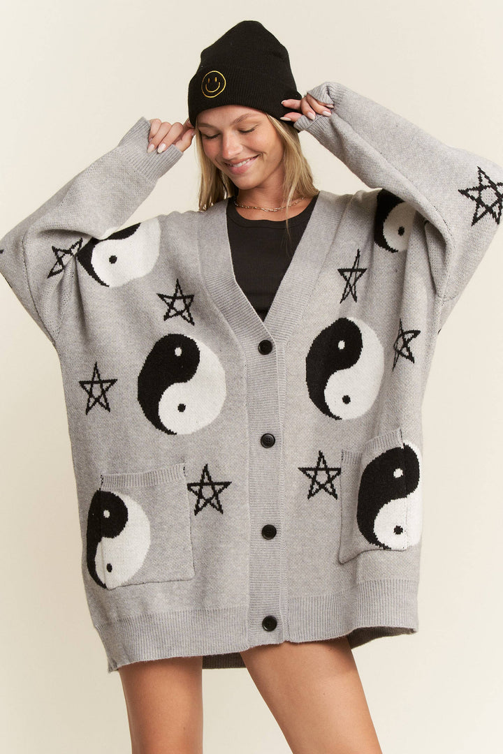YIN YANG STAR KNIT CARDIGAN