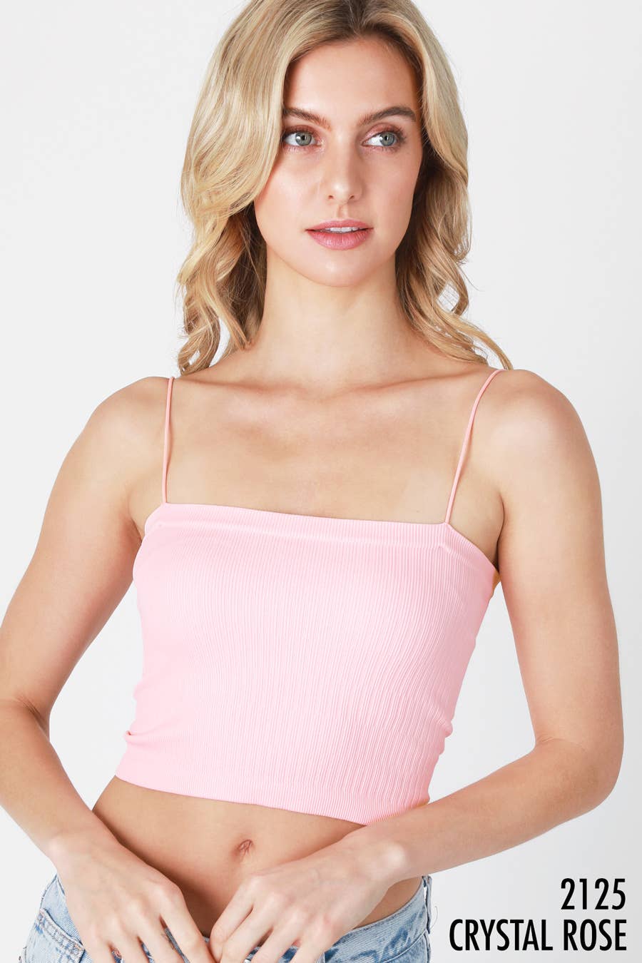Skinny Strap Ribbed Cropped Cami: Orchid Petal