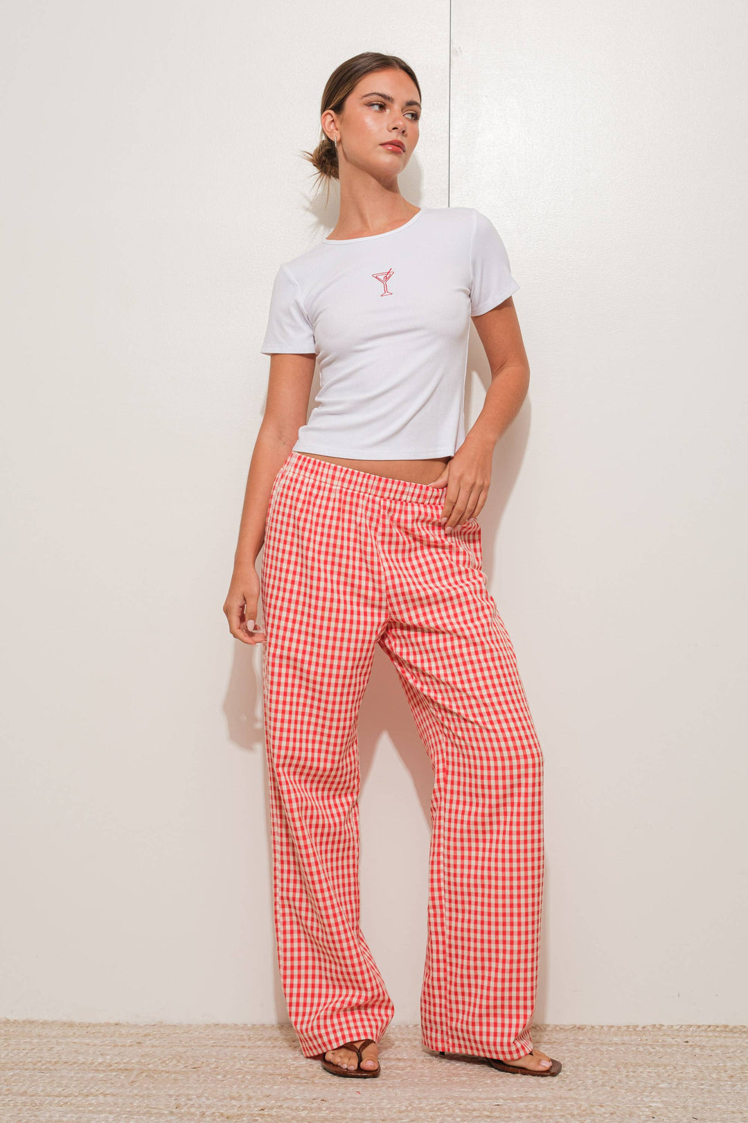 GINGHAM RELAXED PANTS