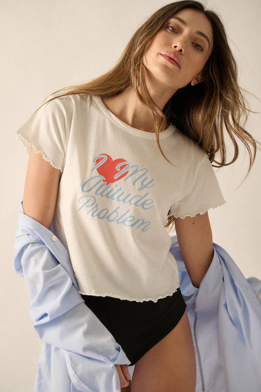 Promesa USA - I Love My Attitude Problem Round-Neck Graphic Tee: Ivory