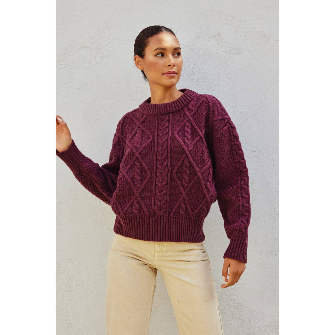 Chunky Cable Knit Sweater: MULBERRY