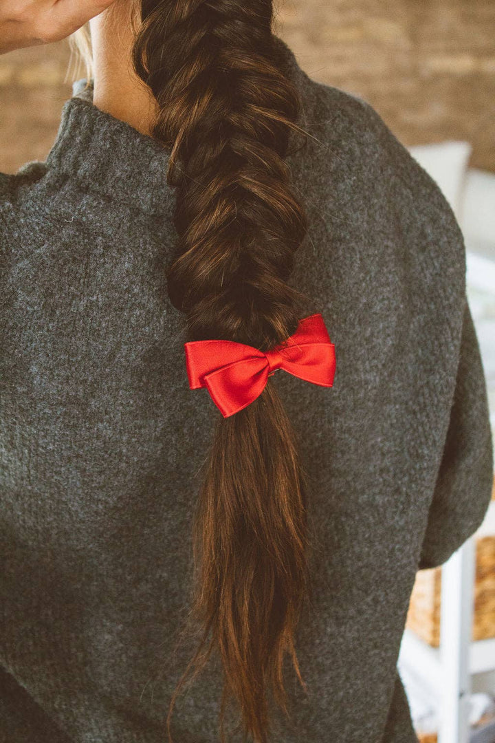 Double Bow Silk Scrunchie: Red