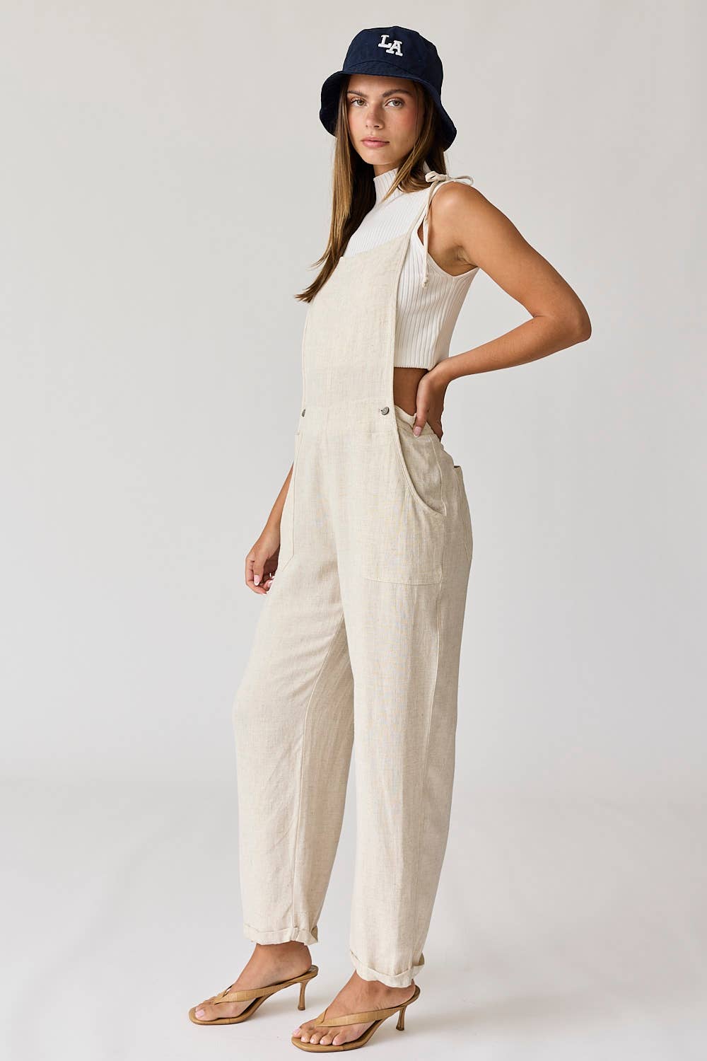 Penny Self Tie Strap Overall Jumpsuit