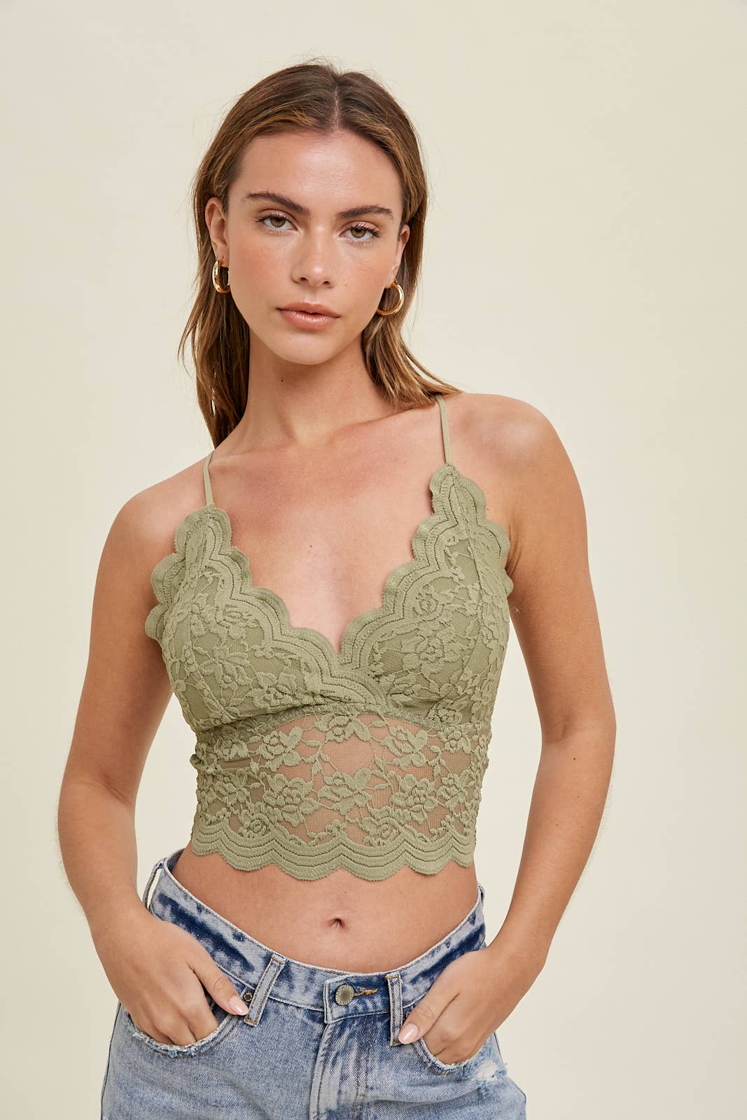LACE LONGLINE BRAMI WITH ADJUSTABLE STRAPS
