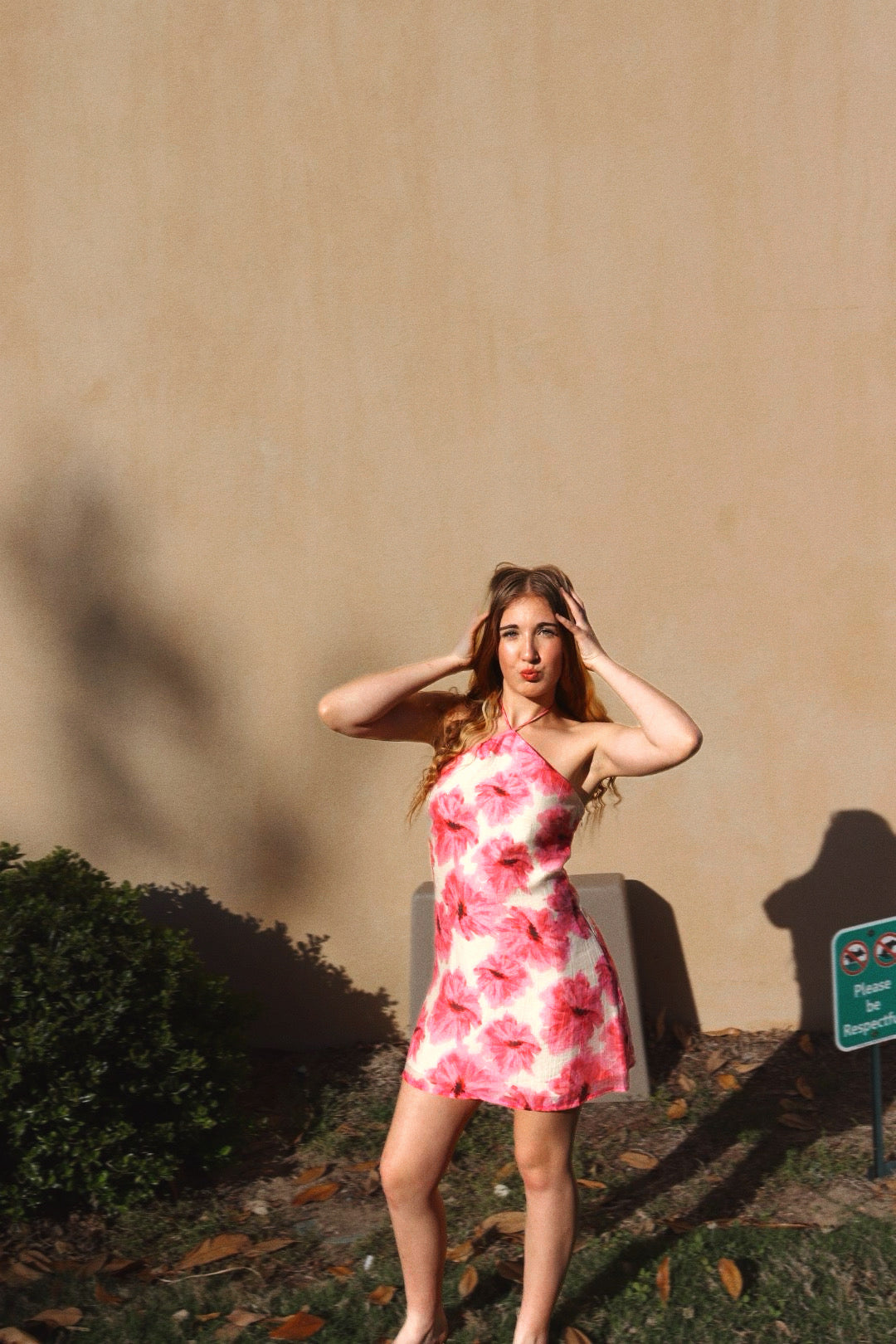 Pink Floral Mini Dress