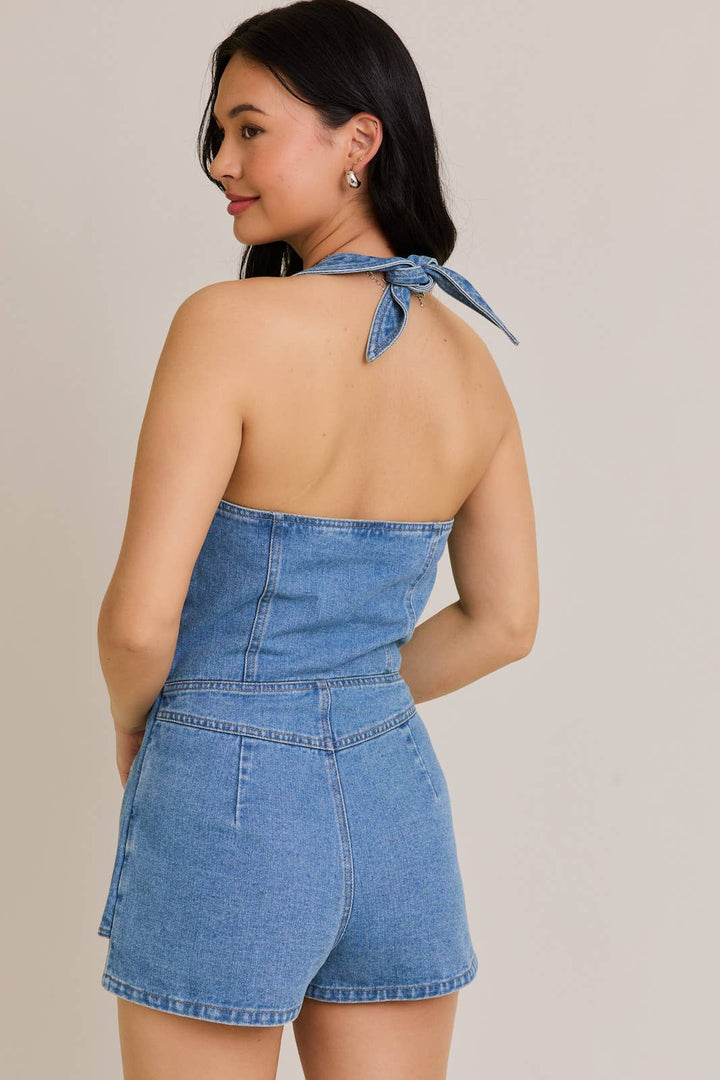 VEST-STYLE ROMPER WITH MICRO SHORTS