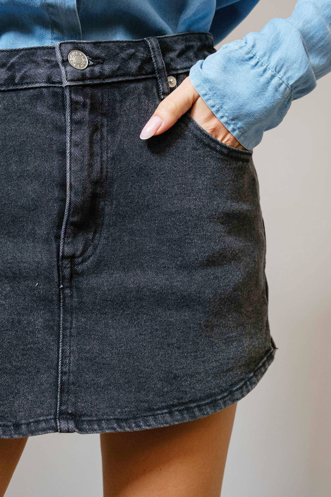 Low Mid Rise Micro Mini Denim Skort