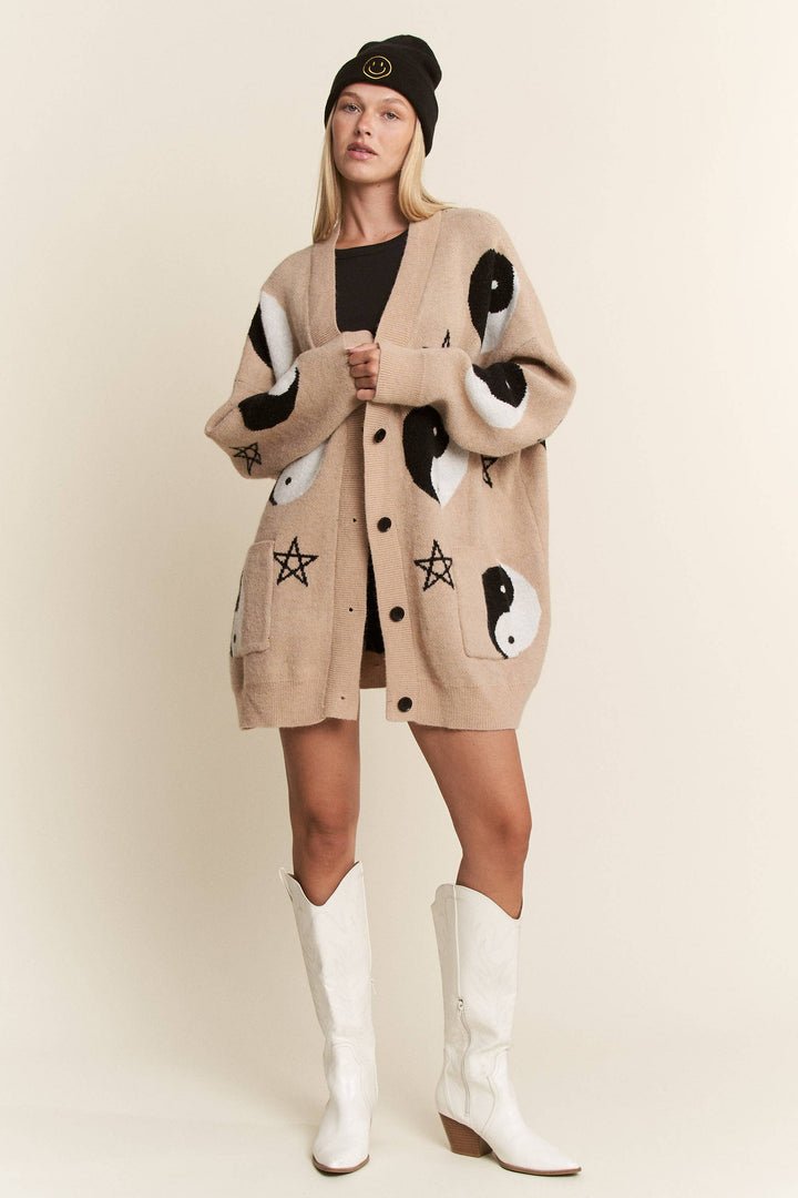 YIN YANG STAR KNIT CARDIGAN