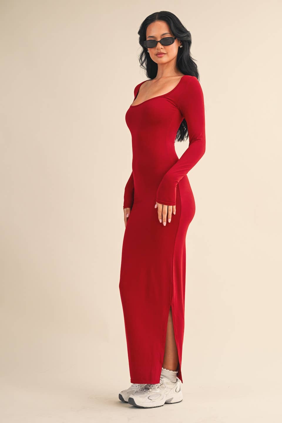 Soft Knit Jersey Maxi Dress: Chocolate