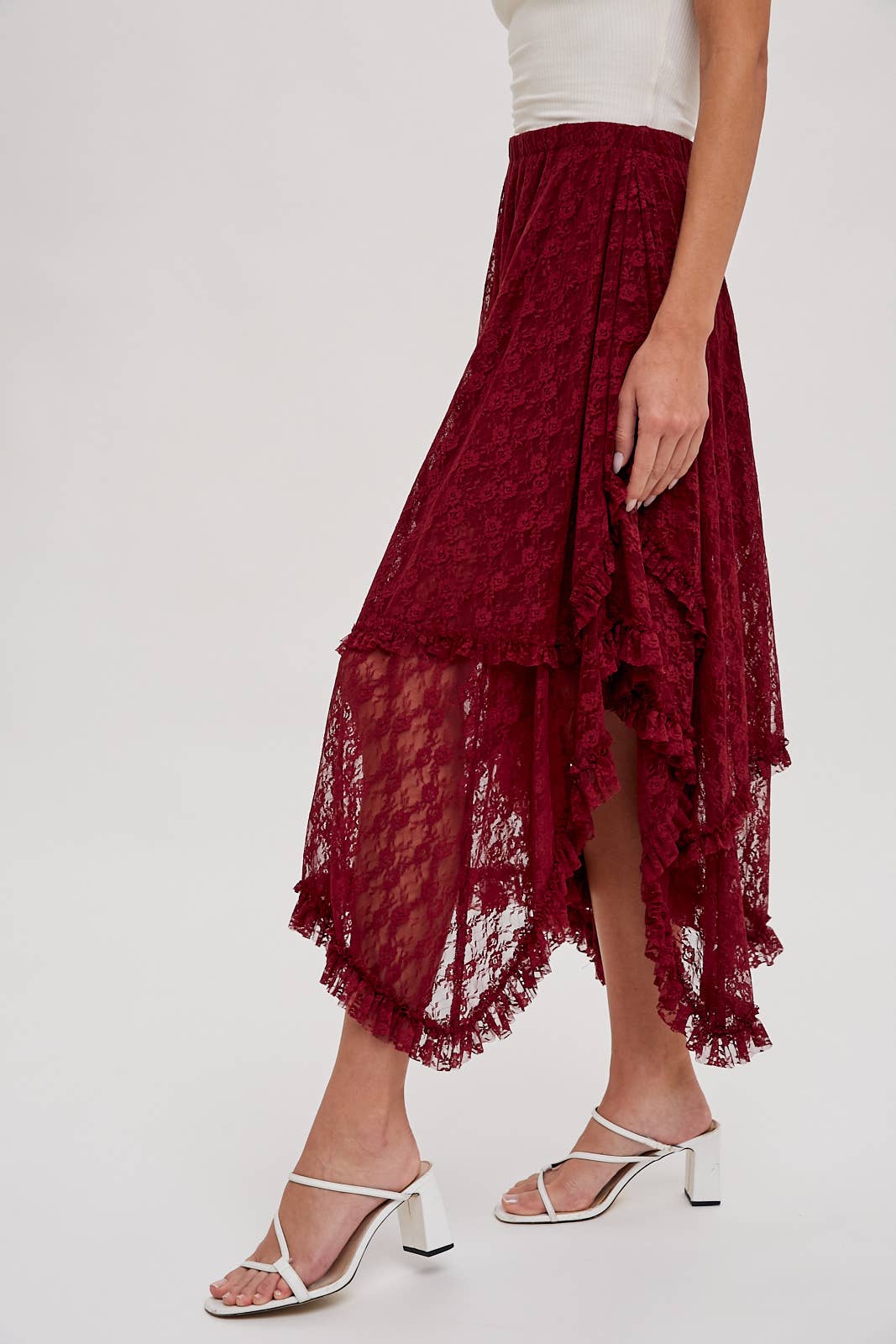 LACE TIER MIDI SKIRT