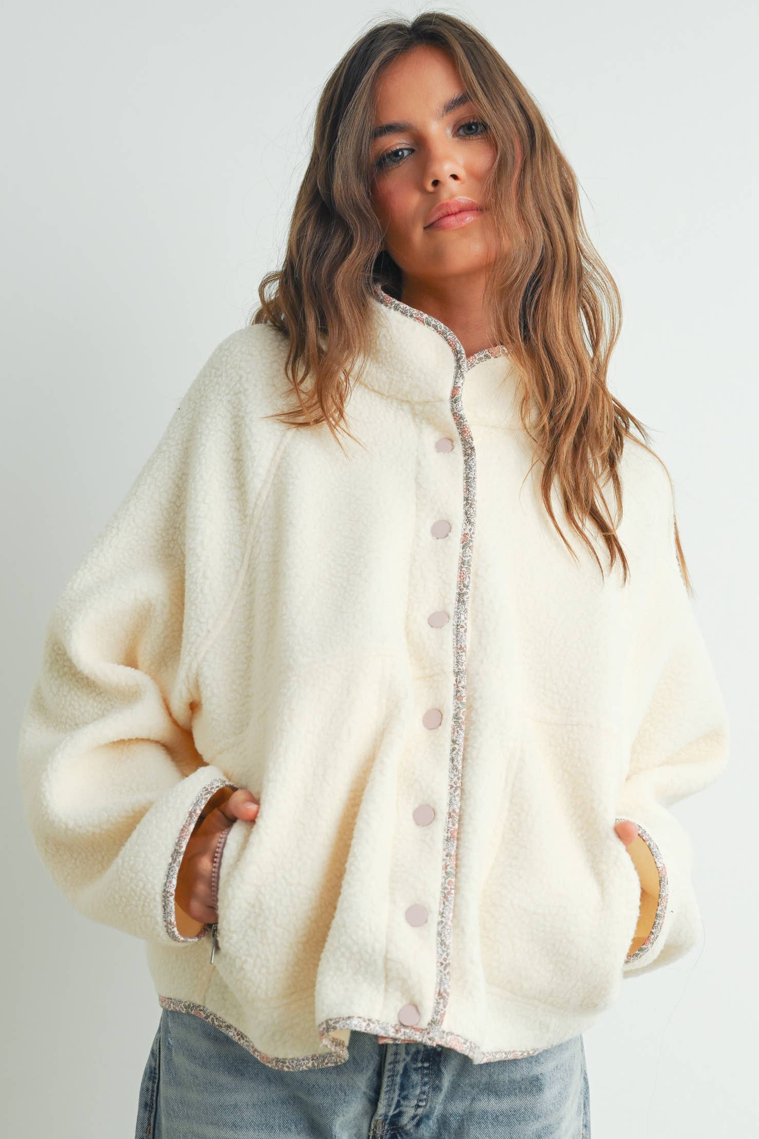 FALL COZY SNAP MOCK NECK SHERPA FLEECE JACKET – Manifest Boutique