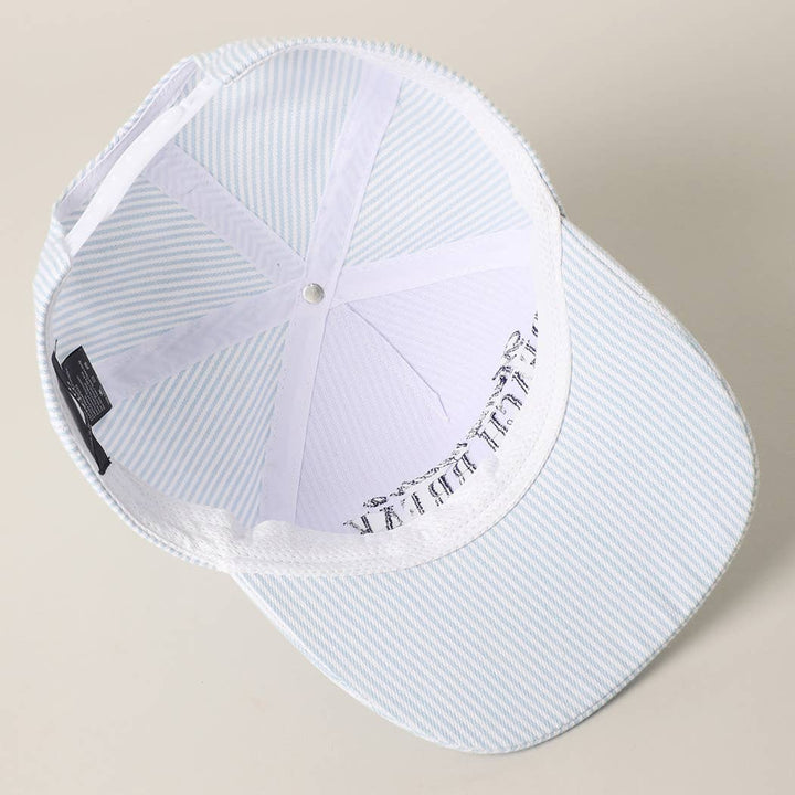 Fashion City - MAMA NEEDS A BEACH BREAK Embroidered StripedTrucker Hat: Pink