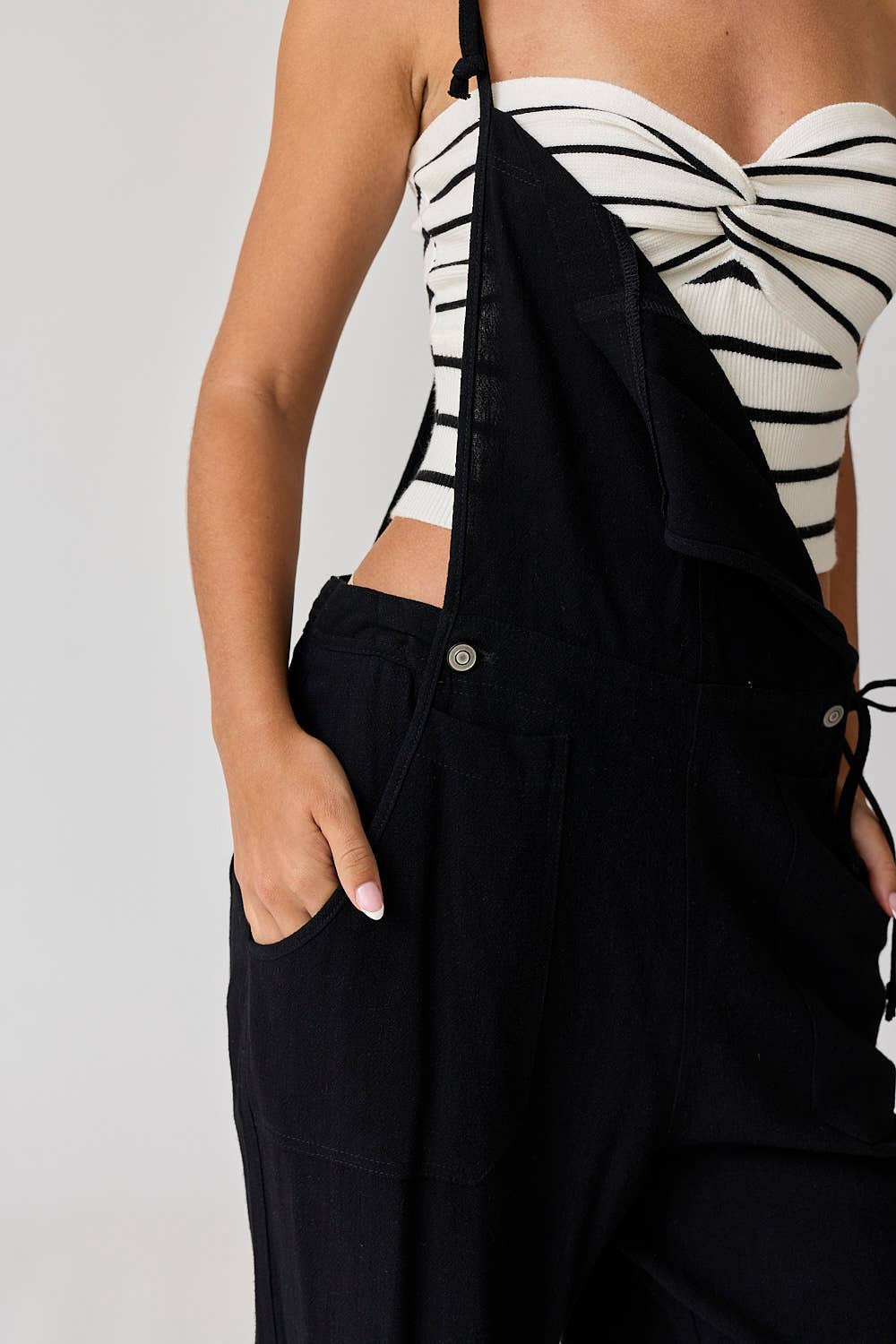 Penny Self Tie Strap Overall Jumpsuit