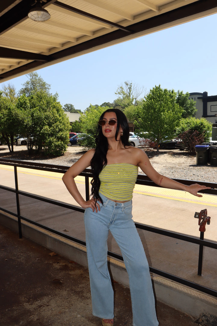 BOYS LIE Striped Studded Tube Top
