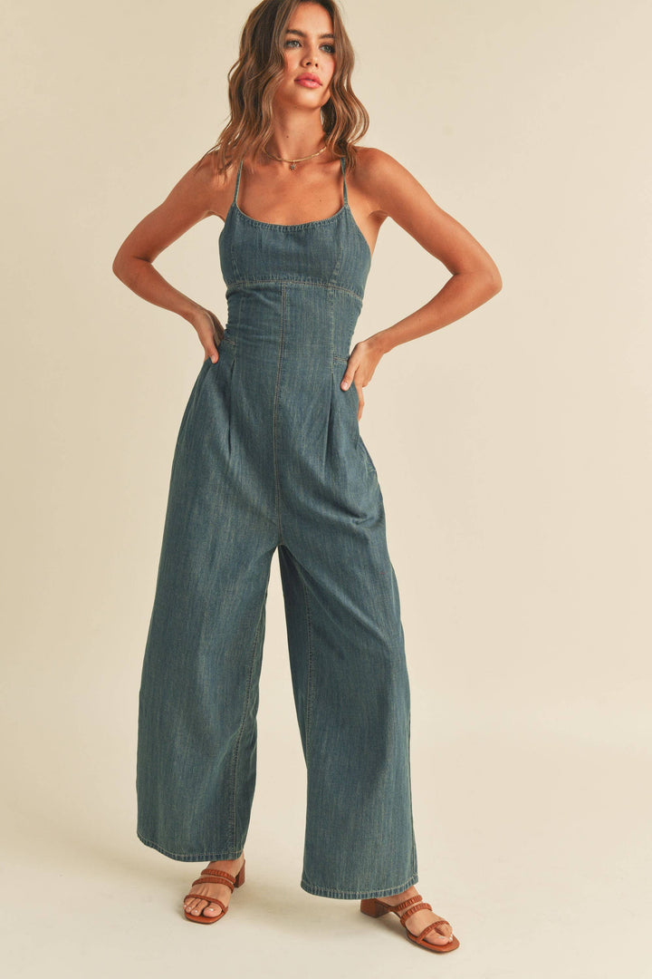 WASHED DENIM JUMPSUIT