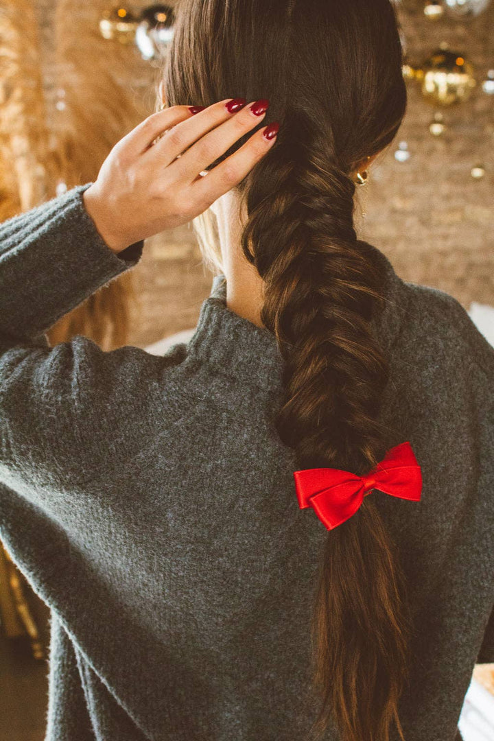 Double Bow Silk Scrunchie: Red