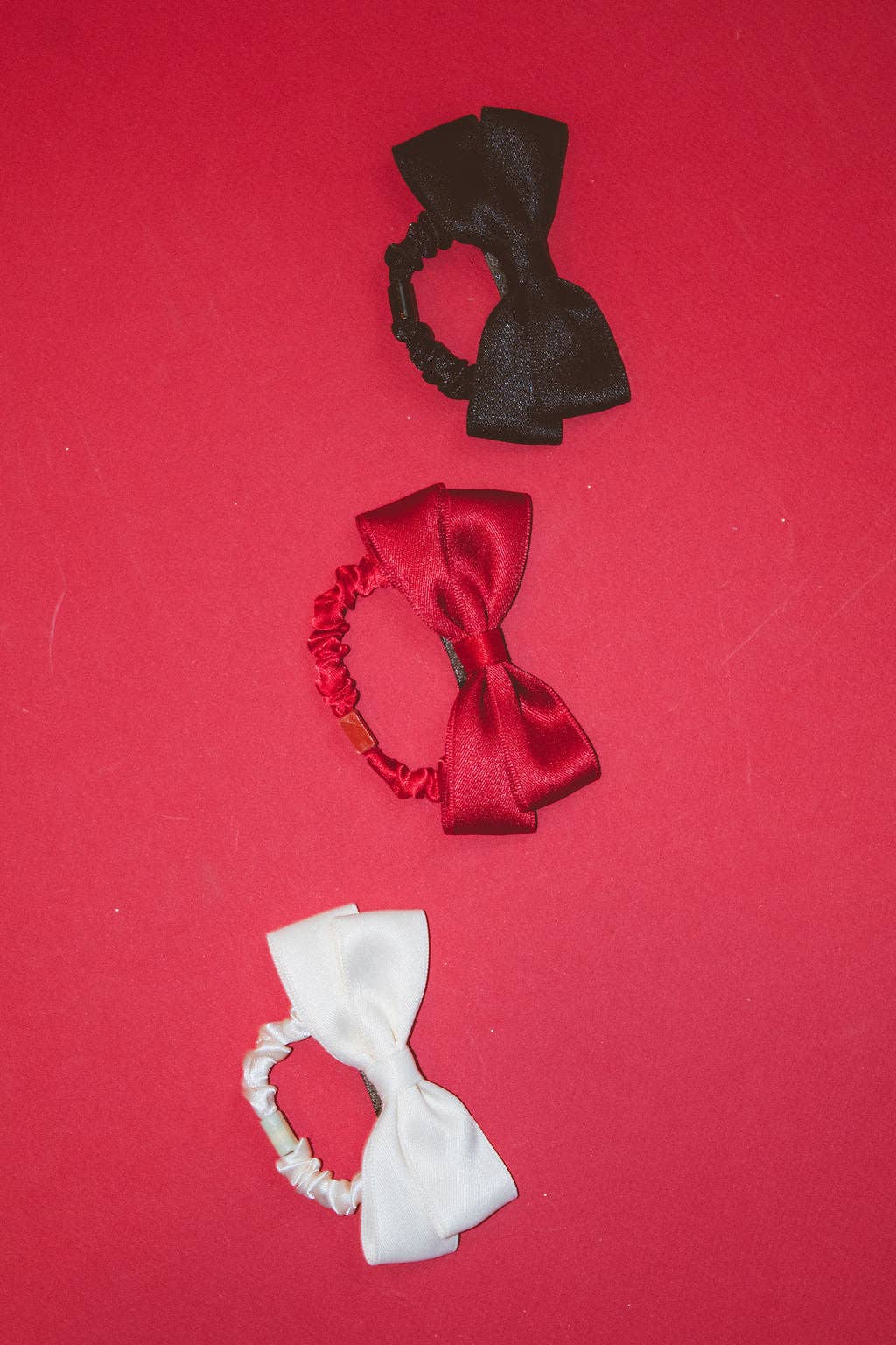 Double Bow Silk Scrunchie: Red