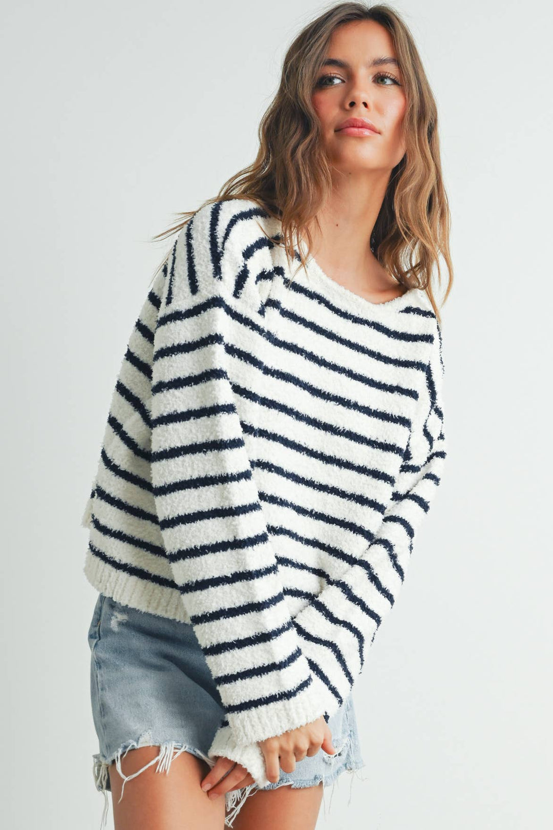 BASIC STRIPED KNIT SWEATER