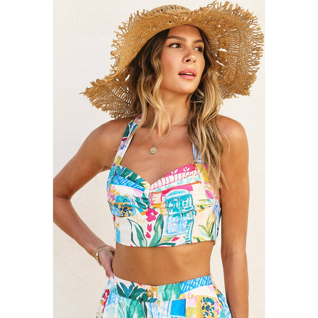 Long Summer Halter Neck Crop Top