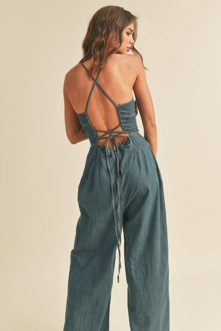 WASHED DENIM JUMPSUIT