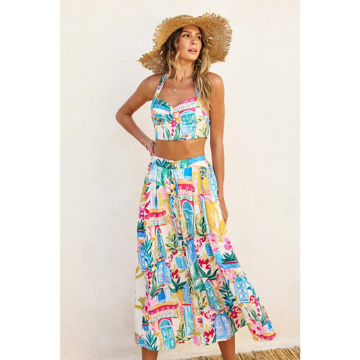 Long Summer Front Button Midi Skirt