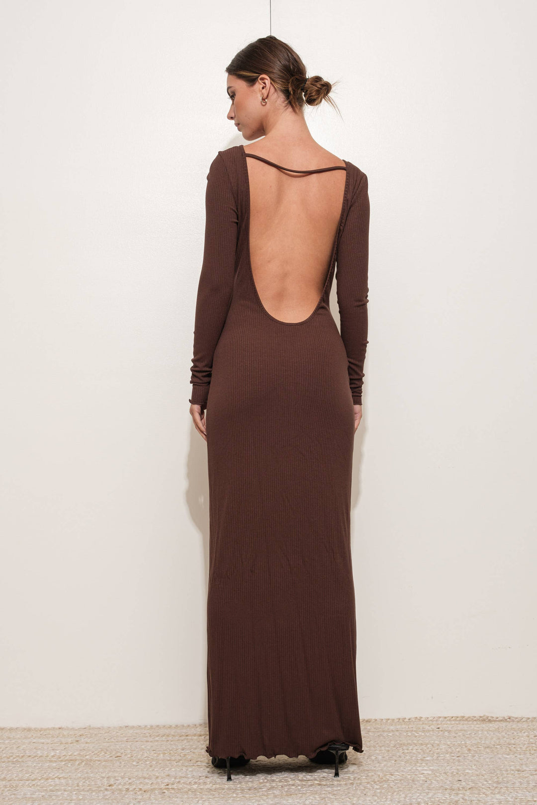 backless ribbed dress SHEIN SXY Solid Backless Ribbed Knit Backless Bodycon Dress